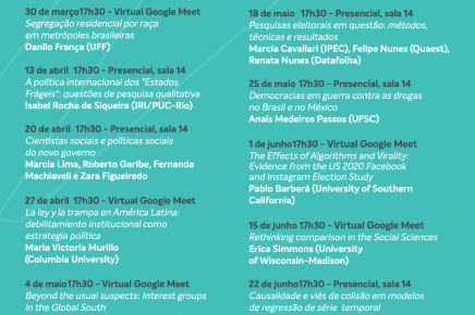 Programação dos Seminários - DCP/USP - 1º semestre de 2023