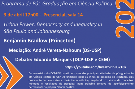 Seminário "Urban Power: Democracy and Inequality in São Paulo and Johannesburg"